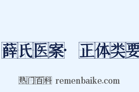 薛氏医案·正体类要是什么意思的图片